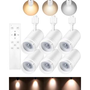 Zoomable 30W LED Track Lighting Heads,2700K-6500K Stepless Dimming H Type Dimmable Rail Ceiling Track Lights Fixtures,3000LM,Flicker Free 15to 60CRI90,White 6 Pack