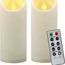 CANDLE IDEA 2 PCS 3"x7" Outdoor Waterproof Flameless LED Pillar Candles with Remote Timer, Battery Operated Electric Flickering Plastic Fake Candle for Halloween Christmas Lantern Decorations (Ivory)