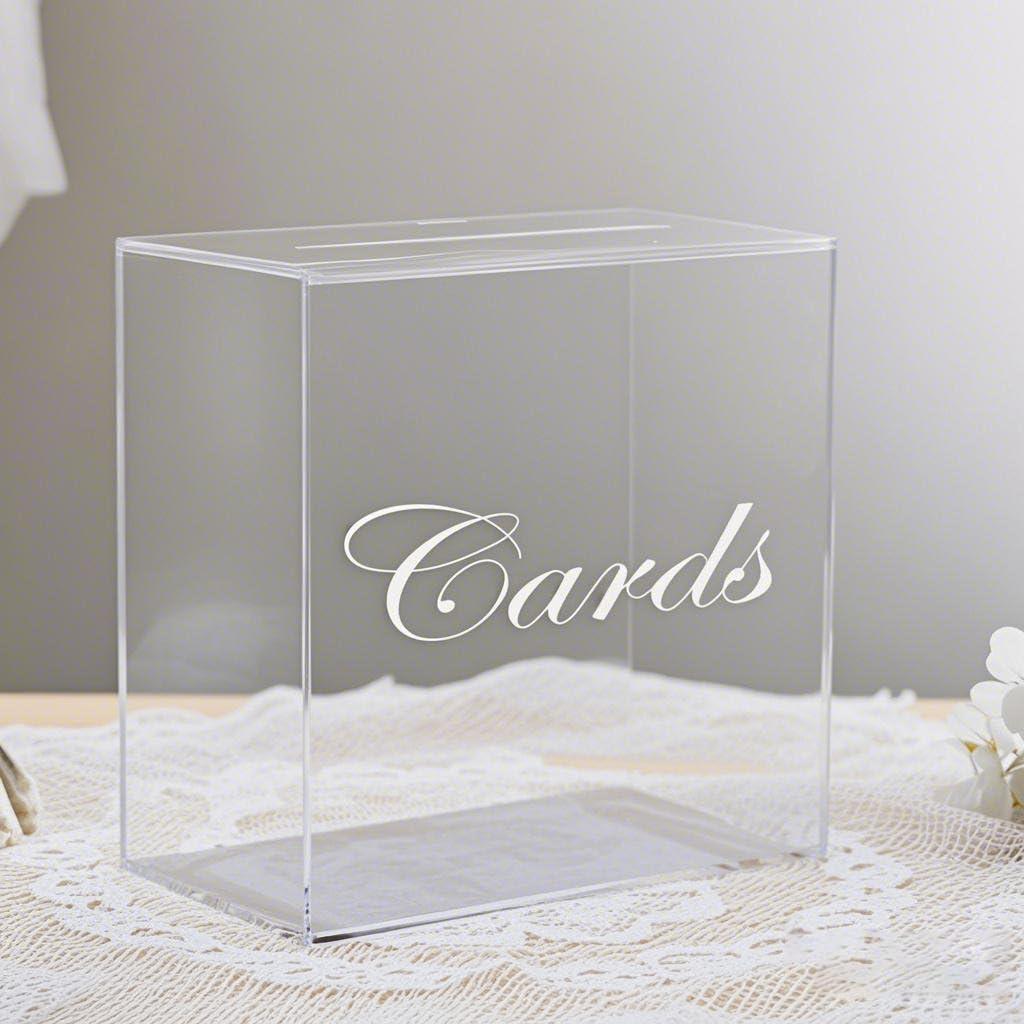 Large Clear Acrylic Wedding Card Box with Slot and Pen, 10x10x5 inch Wedding Receptions Wishing Well Money Box, DIY Card Box for Party, Graduation, Bridal Shower, Birthday (Clear)