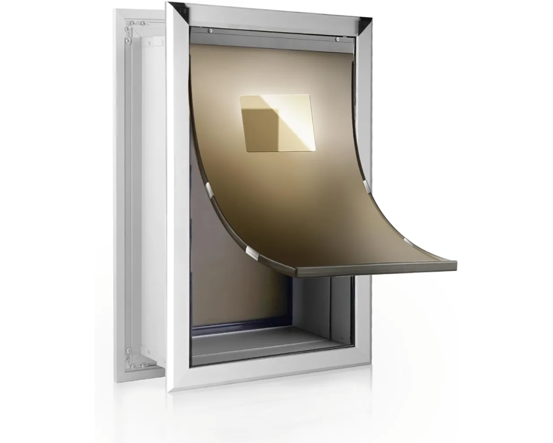 Fantrek Large Dog Door for Door FANTREK - Aluminum Doggie Doors for Large Dogs - Pet Door for Exterior Doors with Weather Proof Flap, Security Panel