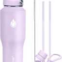 SENDESTAR 32oz Water Bottle Wide Mouth Stainless Steel Vacuum Insulated Double Wall with Straw Lids Fit in Any Car Cup Holder,Lilac