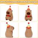 Achwishap Capybara Plush,Happy Birthday Capybara Stuffed Animal,Cute Plushies Capybaras Plush Toys,Kawaii Plushie Stuffed Toy with Birthday Hat Plushie for Kids Adults Birthdays Gifts,Brown 12