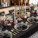 KIRE 100PCS Black and Gold Plates - Black Plastic Plates Disposable with Gold Rim Include 50Pcs 10.25inch Dinner Plate and 50Pcs 7.5inch Dessert/Salad Plate for Party/Wedding/Birthday/Graduation
