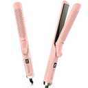 360 Airflow Styler Curling Iron - 1 Inch Hair Straightener and Curler 2 in 1 with Vented Cool Air to Lock in Style, Extra LongFlat Iron Curling Wand, Dual Voltage for Europe Travel (Blush)