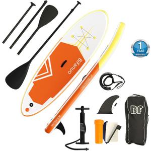 Inflatable Stand Up Paddle Board with SUP Accessories and Backpack Paddle Boards for Adults. Non-Slip Deck, Wide Stance, Bottom Fin, Double Action Pump