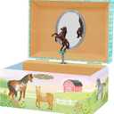 Giggle & Honey Horse Jewelry Box - Horse Toys for Girls Age 4-6- Kids Jewelry Box with Spinning Horse - 6 x 4.7 x 3.5 in