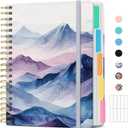 Large Spiral Lined Notebooks for Work With Removable Dividers & Tabs, 8.5"x11" Hardcover 5 Subject Notebook for Note Taking & Organizer, A4 College Ruled Journal for Women & Writing, Distant Peaks, 280 Pages
