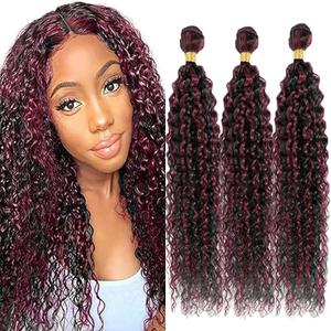 P1B/99J Burgundy Bundles Human Hair 20 22 24 Inch Curly Bundle P1B/99J Highlight Burgundy Human Hair Bundles Highlight 12A Unprocessed Brazilian Virgin Hair Quick Weave for Black Women