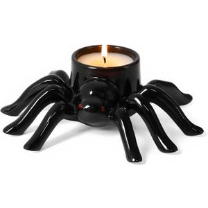 Halloween Spider Candlestick Holders Cute Spider Shape Candle Stick Holders Ceramic Taper Candle Holder for Halloween Party Holiday Office Home Table Centerpiece Decor Friends Gift
