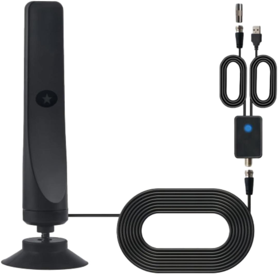Wavetune Tv Antenna, Wavetune Antena, TV Antenna Indoor, Antenna Tv Digital HD Indoor, Indoor Tv Antenna for Smart Tv, Suction Cup Tv Antenna Plug Play Tv Antenna