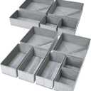 DIMJ Drawer Organizers - 12 Pack Foldable Closet & Sock Organizers, Fabric Dresser Drawer Dividers for Clothes, Underwear, Bras, Socks (Blended Gray)