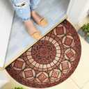 MANO Front Door Mat Outdoor Entrance, Heavy Duty Doormat Half Circle Rug for Outside Entry, Welcome Mat for Indoor Half Round Door Mats with Non Slip Rubber (21" x 33", Rust Red)