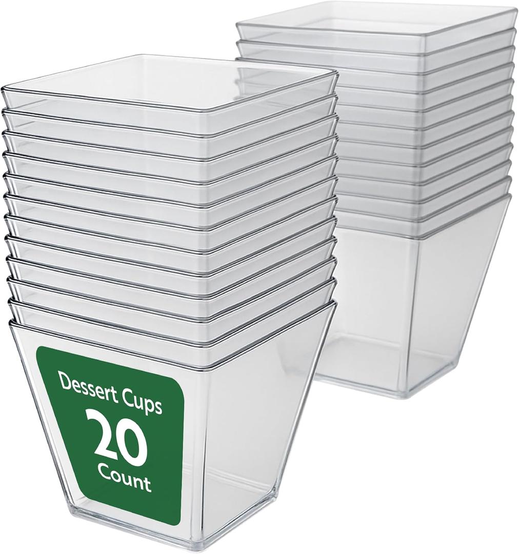 Restaurantware 8 Ounce Large Kova Cups 20 Disposable Dessert Tumbler - Lids Sold Separately Sturdy Clear Plastic Appetizer Cups For Mousse Layered Cakes At Catered Events