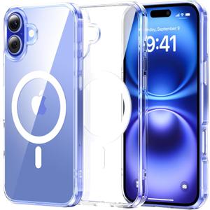 4 x Meifigno Designed for iPhone 16 Plus Case, Compatible with MagSafe, Military-Grade Protection, Hard PC Back with Soft Edge, Shockproof Magnetic Case Designed for iPhone 16 Plus, Clear