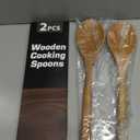 2PCS Wooden Spoons for Cooking, Natural Acacia Wood Cooking Spoons, Large Serving Spoons for Nonstick Cookware, Heat Resistant Durable Wooden Kitchen Utensils for Mixing Salad, Serving and Stirring