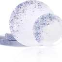 U-QE 20Pcs Blue Plastic Plates - Plastic Plates Disposable Heavy Duty, Fancy Indigo Speckle Pattern Perfect for Weddings, Tea Parties, Holidays - 10.25" Dinner & 7.5" Dessert