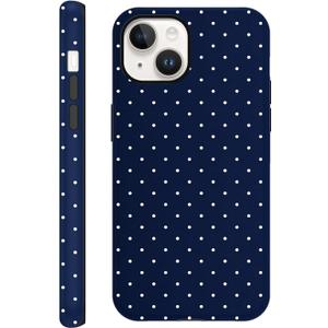 Polka Dot Phone Case for iPhone 13 / iPhone 14 Cute Trendy Pattern Case 6.1", Aesthetic Stylish Print Design Matte Cover Hard PC Shockproof Soft TPU Protection Girls Women Funda, Navy Blue