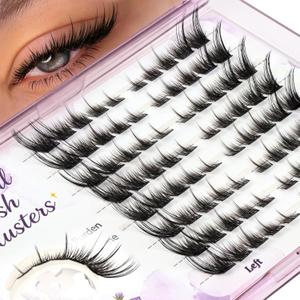 Lash Clusters Cat Eye Lashes Spiky Cluster Eyelash Extensions (Fiora) | 5-17mm C Curl Pre-mapped Cluster Lashes DIY for Daily Work Travel Dating Party Fox Eye Fit All Eye Shapes Beginner Friendly