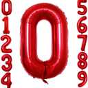 GOER Red Foil Balloons Number 0 for 10th 20th 30th 40th 50th 60th 70th 80th 90th 100th Birthday Party Supplies Anniversary Decorations (3 pcs,42 inch,32 inch,16inch)