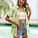 Easter Shirts for Women Happy Easter Hawaiian Shirt Funny Bunny Button Down T-Shirt Rabbit Graphic Tee Tops (Yellow, M)