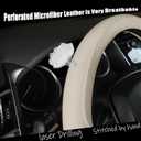 Steering Wheel Cover Universal Standard Size 14.5-15 inch, Breathable Microfiber Leather, Anti-Slip, Soft Grip, Fits Most Cars SUVs Trucks, Light Cream White