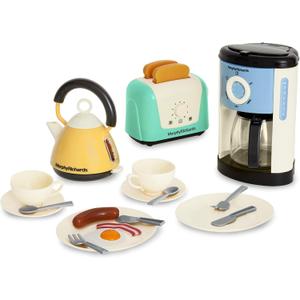 Casdon Morphy Richards Toys - Complete Kitchen Set - Toy Appliance Playset for Kids with Toaster, Coffee Maker, Kettle, Play Food & More - for Children Aged 3+ (Pastel)