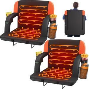 HOPERAN 25in Heated Stadium Seats for Bleachers, Dual Control, 25" Super Wide, Orange-2pc
