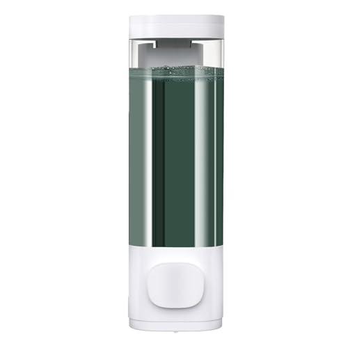 White Manual Bathroom Wall Mounted Soap Dispenser, 10oz/300ml Single Bathroom Shampoo and Conditioner Dispenser, Clear Plastic Refillable Liquid Lotion Pump Dispenser and Organizer