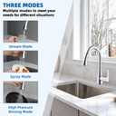 Hibbent Curved Pull Down Kitchen Faucet Head Replacement, 3-Function Kitchen Sink Spray Nozzle with 14 Adapters, Anti-Splash, Compatible with Kohler Bent Faucets, Chrome