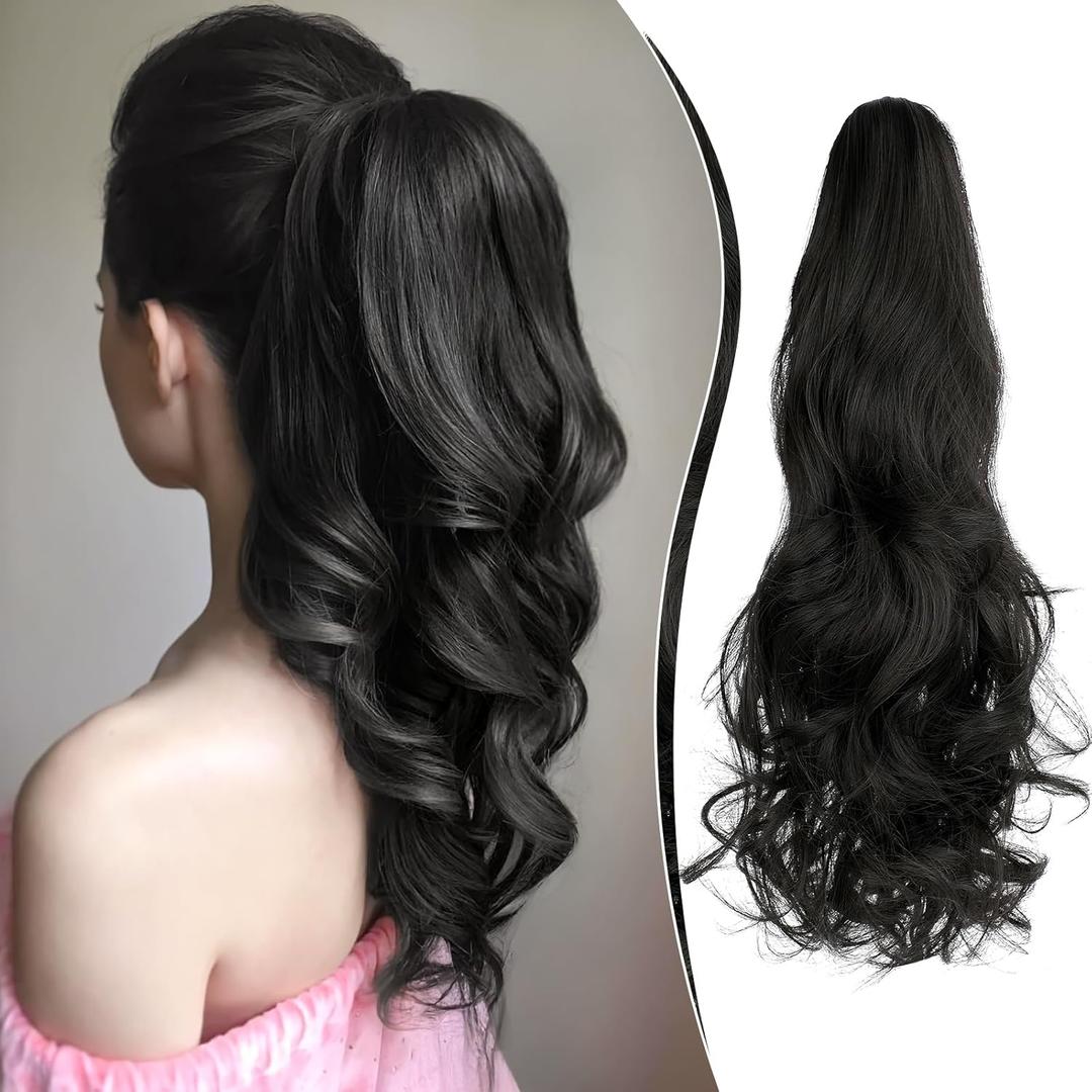 Felendy Ponytail Extension Claw 18" Natural Black Curly Wavy Clip in Hairpiece One Piece A Jaw Long Pony Tails Hair Extensions for Women Felendy Ponytail Extension Claw 18" Natural Black Curly Wavy Clip in Hairpiece One Piece A Jaw Long Pony Tails Hair Extensions for Women