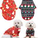 HYLYUN Dog Christmas Shirt 2 Packs - Christmas Pet Shirt Soft Breathable Puppy Shirts Printed Pet Clothing for Small Dogs and Cats, L