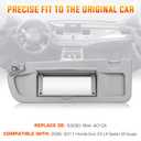 Youxmoto Left Driver Side Car Sun Visor for Honda Civic 2006 2007 2008 2009 2010 2011 EX LX Sedan SI Coupe, Grey Visor Replaces # 83280-SNA-A01ZA