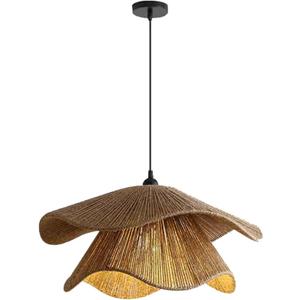 Handmade Rattan Farmhouse Chandelier Boho Pendant Light Fixture for Kitchen Dining and Living Room(Diameter 60cm/23.6 inches)(Diameter 50cm/19.7 inches) (One Color)