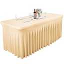 PARTISKY Grey Table Skirts for Rectangle Tables 4ft Spandex Table Covers 4ft Table Cloth Rectangle Tables Grey Stretchable Table Clothes for 4 Foot Rectangle Folding Tables