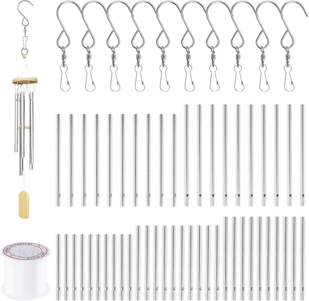 Swpeet 61pc Wind Chime Tubes & Wire Kit with Swivel Hooks, DIY Crafts Hanging Wind Chimes