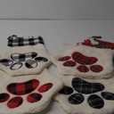 4 Pcs Large Christmas Paw Shape Stockings for Dog Cat Pet Christmas Hanging Stocking with Bone Pattern Tags Buffalo Plaid Cuff Stocking for Puppy Xmas Gifts Party Fireplace Tree Decoration