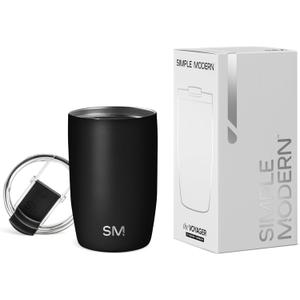 Simple Modern Travel Coffee Mug Tumbler with Flip Lid | Reusable Insulated Stainless Steel Cold Brew Iced Coffee Cup Thermos | Gifts for Women Men Him Her | Voyager Collection | 12oz | Midnight Black