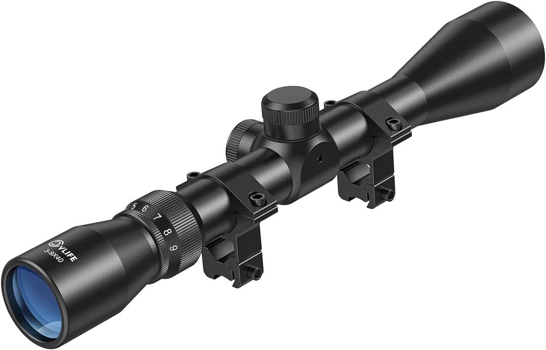 CVLIFE 3-9x40 Optics R4 Reticle Crosshair Scope with Scope Mounts (11mm, Black)