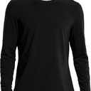 CRZ YOGA Men's Lightweight Pima Cotton Long Sleeve T-Shirts Loose Fit Fashion Casual Workout Tees (Medium, Black)