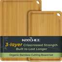 Keechee Chopping Board Duo 2-Pcs Natural Bamboo With Juice Channels & Knife-Friendly Finish For Versatile Kitchen Use(2Pcs), 2-Piece