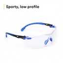 3M Safety Glasses for Men and Women, Solus 1000 Series, ANSI Z87, Scotchgard Anti-Fog, Clear Lens, Low Profile, Blue/Black Frame