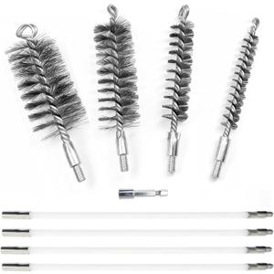50 in Pipe Cleaning Kit, Stainless Steel Bristles Brush Set, Tube Brush with 4 Flexible Rods,Wire Brush with Hex Shank for Drill,4 PCS Pipe Brush for Auto Parts, Bottles, Tubes,Drain