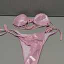 Verdusa Women's 2 Piece Bathing Suit Glitter Triangle Top Tie Side Thong Bikini Swimsuits (Pink)