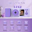 Kids Instant Print Camera,1080P Videos Digital Camera for Kids, Toddler Camera for Christmas Birthday Toy Gifts for Girls/Boys Age 3-12, Portable Kids Camera for 3 4 5 6 7 8 9 10 with SD Card (Purple)