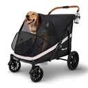 Dog Stroller for Large Dogs One-Click Folding 4 Wheel Foldable Dog Stroller for 2 Dogs with Storage Pocket Suitable for Pets Up to 80LBS (Black, Large)