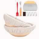 Sourdough Proofing basket2 Round 9 Inch Bread Proofing Basket  Sourdough Starter kit Dough ScraperBread Lame  5 Blades and Case, Brush & 2Covers, Perfect for Bread Basket Gift Set.