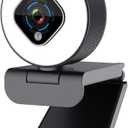 Angetube Streaming Webcam 1080P with Ring Light - HD Web Camera with Digital Zoom Autofocus for Computer PC Laptop Mac 962 USB Web Cam for Gaming Xbox Google Meet