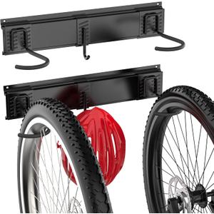 Ultrawall Bike Rack, Garage Bike Rack Wall Mount for 2 Bicycle and 1 Helmet, Heavy Duty Bike Storage for Home Space Saving Holds Up to 100lbs (2 bike)
