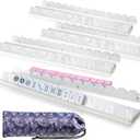 Mahjong Racks with Pushers, Set of 4, Thickened Acrylic Tile Holders with Magnetic & Smooth Slide Push Bars, Non-Slip Durable, 17.5 Inch, Gift for American Mah Jongg Mahjong Lovers, Shell White