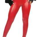 RIOJOY Womens Sexy Leather Leggings PU High Waist Butt Lifting Pleather Pants Stretchy Faux Leather Tights Push Up (Medium, A-basic Red)
